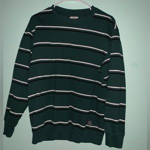 H&M Green Striped Crewneck